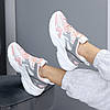 Круті комбіновані жіночі шкіряні кросівки колір білий+пудра міксколор, фото 3