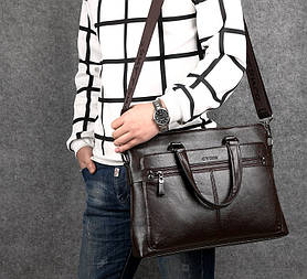 Чоловіча сумка для ноутбука екошкіра, чоловічий діловий портфель під ноутбук планшет локшина, макбук сумка-папка