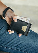Чоловічий затискач для грошей шкіряний, чоловічий гаманець з натуральної шкіри, гаманець хенд мейд