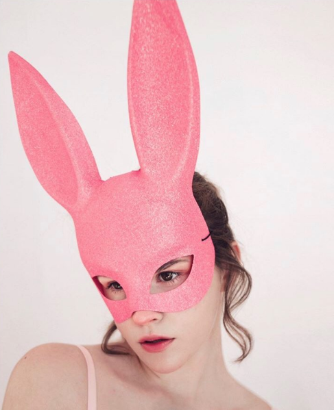 Милі вуха зайця RESTEQ, Маска кролика PlayBoy, рожева блискуча 36см