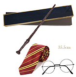 Набір чарівника Гаррі Поттера: чарівна паличка, окуляри та краватка у подарунковій коробці. Косплей Harry Potter, фото 2