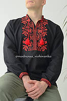 Черная мужская вышиванка с красным Борщаговским орнаментом Р 56, 58, 60