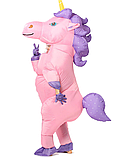 Надувний костюм Єдинорога RESTEQ, Unicorn косплей, костюм рожевого конячка. Єдиноріг надувний 2,5 м, фото 3