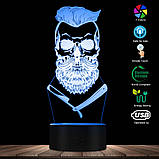3D світлодіодний світильник Barber Skull. LED світильник для барбершопу, 7 кольорів, фото 2