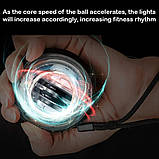 LED Гіробол з підсвічуванням Gyro Ball. Гіроскопічний тренажер для рук. Еспандер Gyroscopic Powerball, фото 4