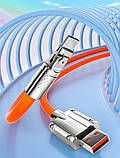 Кабель для швидкого заряджання USB Type-C 120w 6A (150 см) оранжевий, з підсвічуванням. Поворотний кабель Type-C 180 °, фото 9