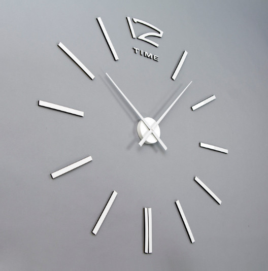 Настінний годинник Diy Clock ZH003 срібного кольору, великий. Настінний 3D годинник "зроби сам"