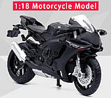 Модель мотоцикла Yamaha YZF-R1 масштаб: 1:18. Іграшковий мотоцикл Ямаха Р1 чорний, фото 5