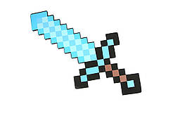Піксельний діамантовий меч Майнкрафт RESTEQ 45см Minecraft Diamond Sword