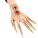 Слейв браслет RESTEQ. Індійський весільний браслет. Індійські прикраси. Прикраса у східному стилі на руку. Квіти рук, фото 5