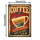 Ретро плакат Coffee Shop RESTEQ із щільного крафтового паперу 50.5x35cm. Постер Кофі Шоп, фото 2