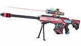 Іграшкова снайперська гвинтівка із лазерним прицілом. Снайперська гвинтівка для дитини. Снайперська гвинтівка червоного кольору, фото 4