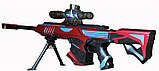 Іграшкова снайперська гвинтівка із лазерним прицілом. Снайперська гвинтівка для дитини. Снайперська гвинтівка червоного кольору, фото 5