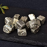 Натуральний камінь Пірит RESTEQ 5 шт. Мінерал Pyrite 8-15 мм. Сірчаний колчедан. Залізний колчедан. Вогняний камінь. Кубики Піриту, фото 2