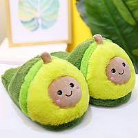 Тапочки Авокадо RESTEQ 26 см. Плюшеві капці зеленого кольору. Тапки Авокадо