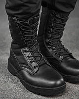 Мужские тактические берцы черного цвета весна-лето, военные ботинки пресскожа черные, берцы зсу 43 it961