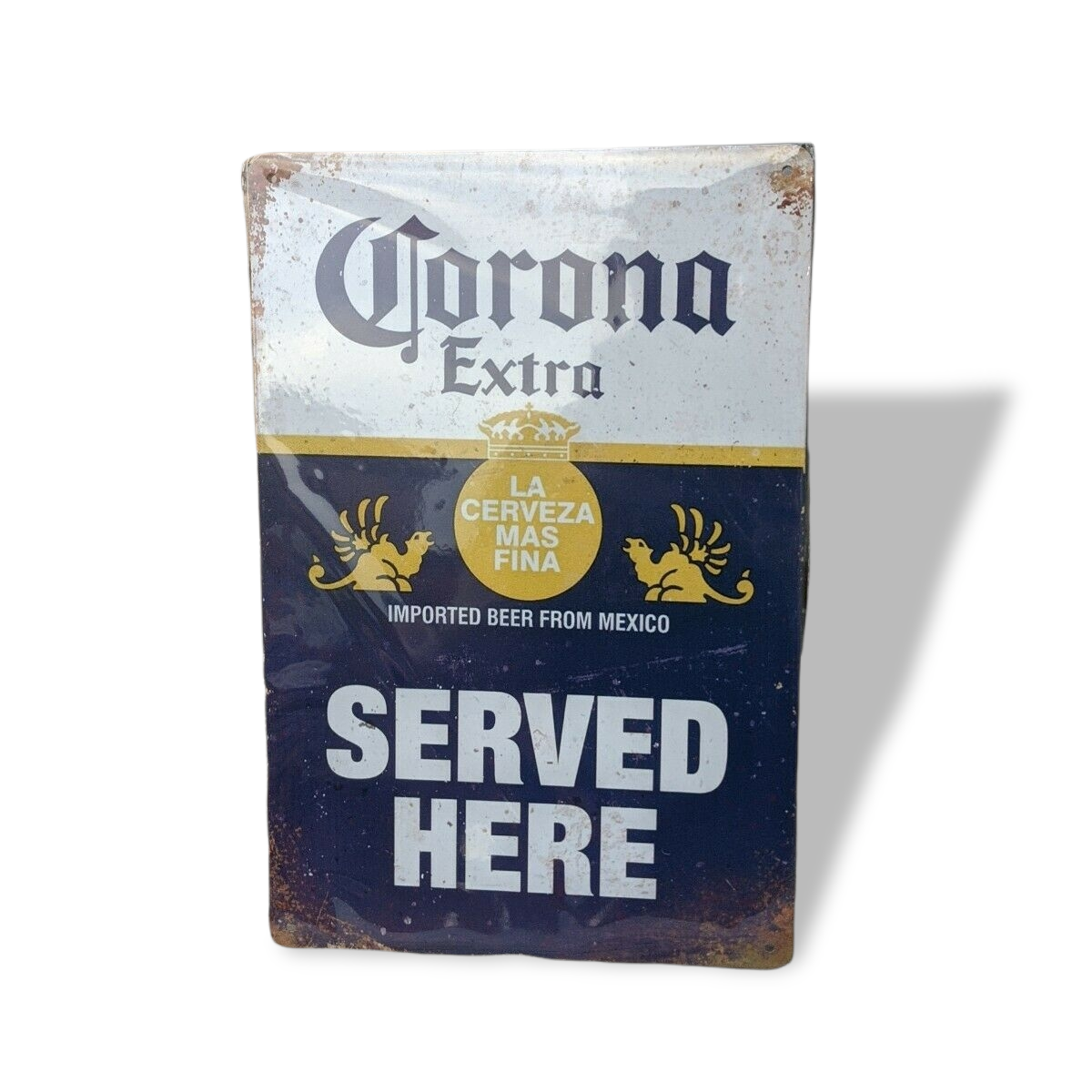 Вінтажна металева табличка Corona Extra Served Here RESTEQ 20*30см. Металева вивіска-табличка Корона Екстра з написом Served Here