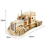 Дерев&#39;яний конструктор Robotime 3D Вантажівка 286 деталей. Дерев&#39;яна збірна 3D модель вантажівки 224х74х100 см, фото 3