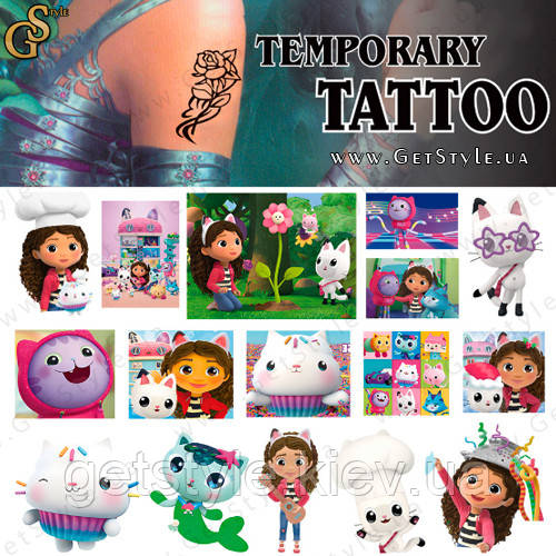 Дитячі татуювання Gabbys Dollhouse Tattoo Set, фото 1