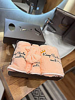 Женская чалма с полотенцем микрофибра Набор для бассейна женский качественный Набор для сауны женский беж