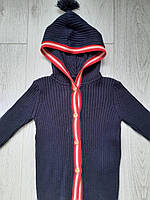 Темно-синий свитер с капюшоном для девочки, 110 см