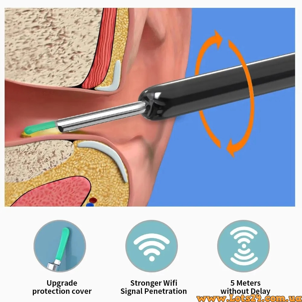 Прибор для чистки ушей с камерой средства инструменты спираль для чистки ушей от серы инструмент ушные палочки - фото 4 - id-p2173046131