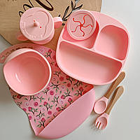 Набор детской посуды для первого прикорма для девочки Розовый кварц
