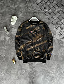 Кофта світшот коричневий весна-осінь із принтом брендова Champion Burnedout