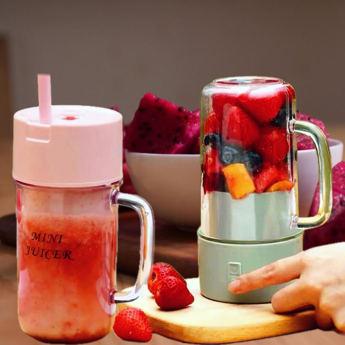 Портативний блендер FRESH JUICE мініблендер для смузі для соку зручний переносний блендер чашка з трубочкою