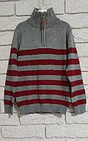 Серый свитер для мальчика в полоску, 122 см