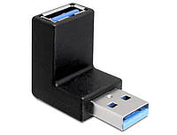 Перехідник обладнання Lucom USB3.0 A M F адаптер кутовий 90°вниз Down чорний (62.09.8027) NX, код: 7454340