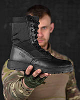 Тактические ботинки Monolit пресскожа с вставками Cordura черные Военные берцы на подошве EVA черные 425