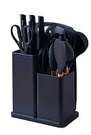Кухонные аксессуары 19 Предметов Набор кухонных принадлежностей 19шт кухонные ножи Кухонный набор 19 предметов чорний