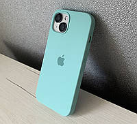 Чехол silicone case на iphone 13 с микрофиброй силиконовый для айфона 13 , Бирюзовый