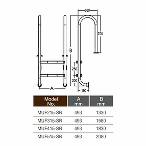 Сходи для басейну Emaux Muro MUF315-SR (3 сходинки), фото 4