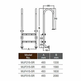 Сходи для басейну Emaux Muro MUF315-SR (3 сходинки), фото 2