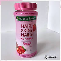 Nature s Bounty Hair skin nails, комплекс для волосся шкіри та нігтів з біотином 1250 мг мкг, 80 желейок