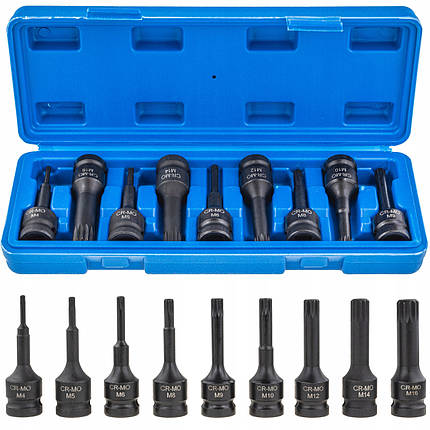 Набір ударних біт 1/2" SPLINE (M4-M16) 9 шт. Vorfal V08063, фото 1