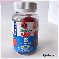 Lifeable B complex kids, дитячий комплекс вітамінів групи В, 60 желейок з полуничним смаком без цукру