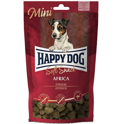 Ласощі Happy Dog Soft Snack Mini Africa зі страусом і картоплею м'які закуски 100 г