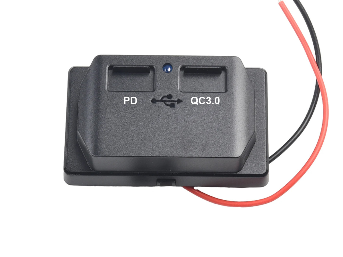 Накладний зарядний пристрій A51QCPDB 12-24В USB QC3.0(18W) + TYPE-C PD(30W) з синім індикатором, фото 1