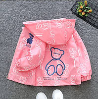 Детская розовая ветровка для девочки с мишкой, весенняя куртка для девочки