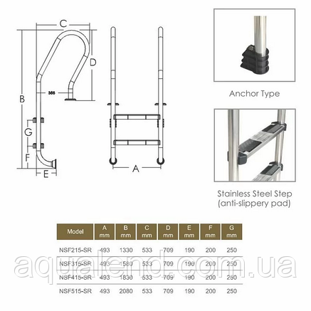 Сходи для басейну Emaux Mixta NSF415-SR (4 сходинки), фото 3