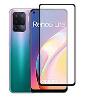 Захисне скло 5D на весь екран для Oppo Reno 5 Lite чорний клей на всій поверхні