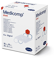 Medicomp Drain 10x10см - Мягкие, воздухопроницаемые, стерильные сорбционные салфетки (2*25 шт)