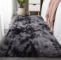 Пушистый прикроватный коврик теплый Ворсистый коврик трава качественный Коврик травка для спальни графит