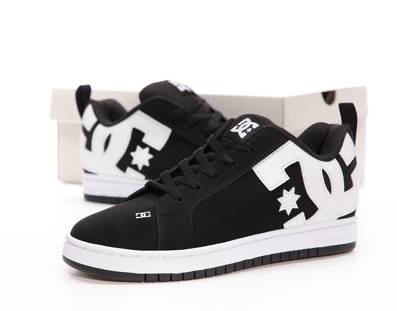 Кросовки чоловічі чорні DC Shoes Court Graffik Black White (16056)