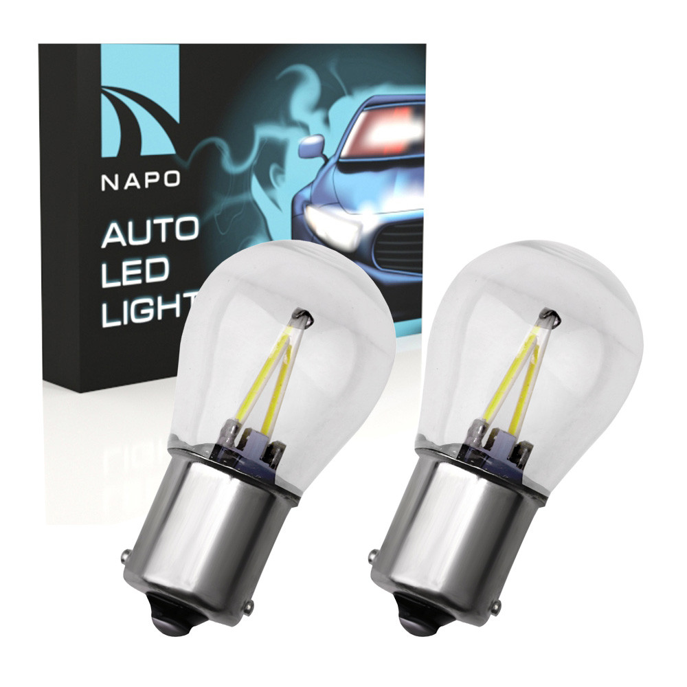 Комплект світлодіодних ламп NAPO LED 1156-COB-2stick-filament 12V P21W 1156 BA15S колір світіння білий 2 шт