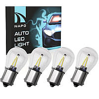Комплект светодиодных ламп NAPO LED 1156-COB-2stick-filament 12V P21W 1156 BA15S цвет свечения белый 4 шт