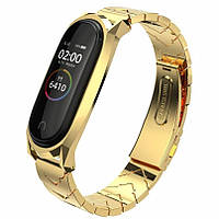 Ремешок MiJobs V-Style Metal Strap для Xiaomi Mi Band 3 4 5 6 Gold KA, код: 6485102